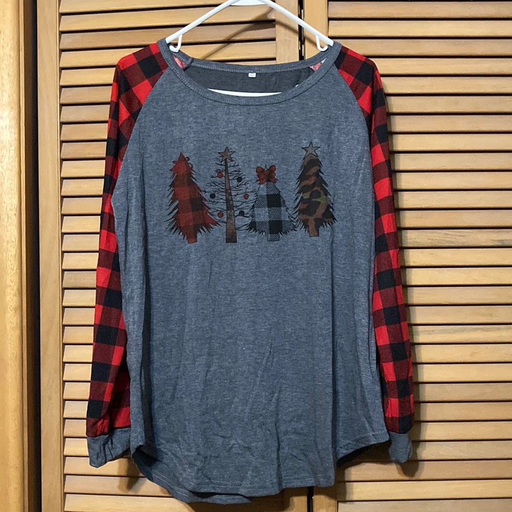 Red and black plaid Christmas shirt